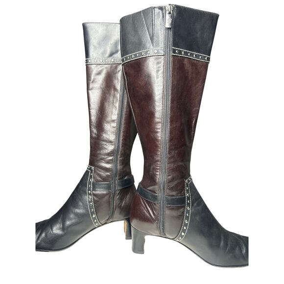 Brighton black brown studded TAOS heel boots women’s  7.5 Brighton leather - Picture 5 of 7